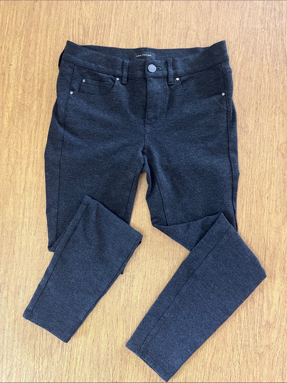 Ann Taylor Charcoal Brushed Knit Stretchy Jeggings, 5 Pocket Design, Sz 0